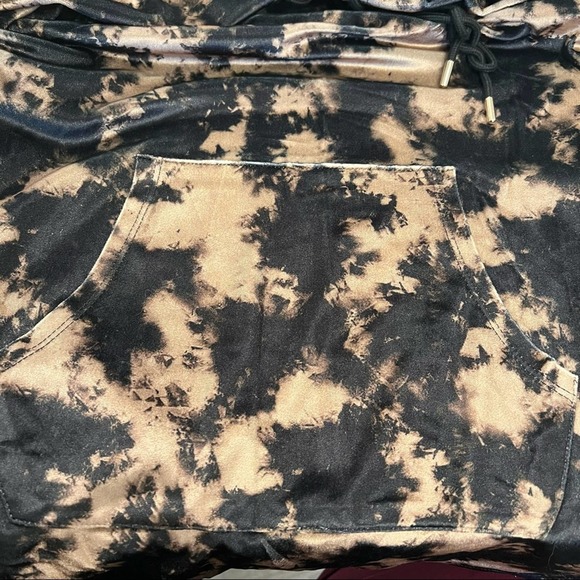 TOPSHOP Tunic Hoodie Women 10 Brown Black Velvet Feel Pullover Oversized Relaxed - Picture 4 of 7